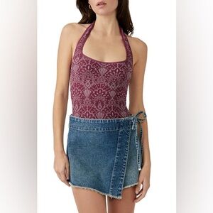 NWT Free People With Love Halter Bodysuit - Capri Grape - M/L